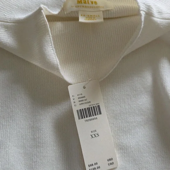 NWT Anthropologie Maeve Bell Sleeve Top // Ivory, XXS - Picture 4 of 5